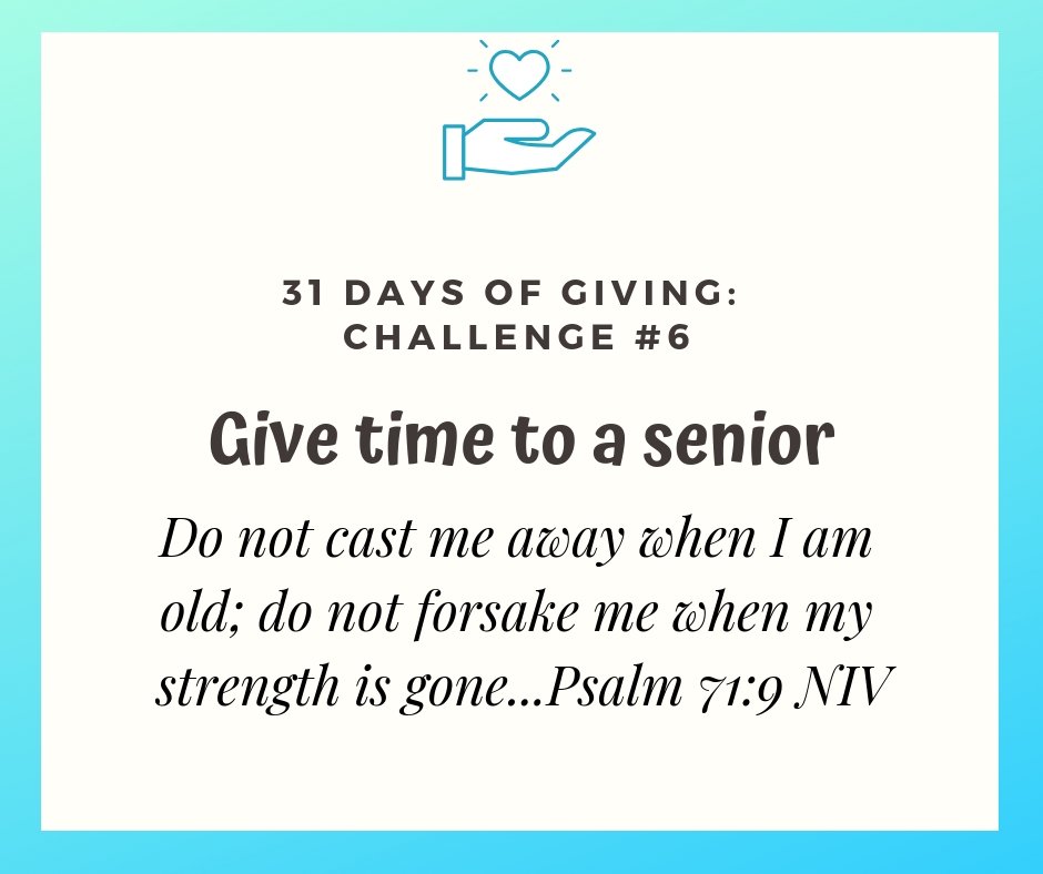 Challenge #6 of the 31 days of #givingchallenge. 🙏
#seniorcare #elders #givetime #nomoneynecessary #helpothers
