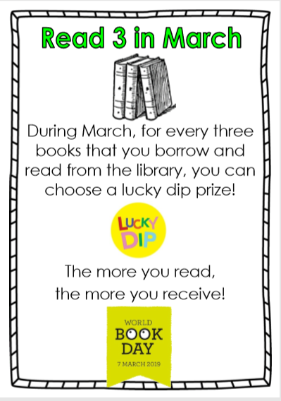 FairfaxSchool's tweet photo. LIBRARY NEWS! 
Take part in the 'Read 3 in March' event and win a prize every time!
#fairfaxlibrary
#wearefairfax https://t.co/4DNiLOFrO7