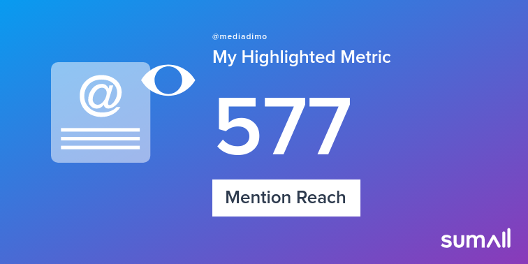 My week on Twitter 🎉: 10 Mentions, 577 Mention Reach, 2 New Followers. See yours with sumall.com/performancetwe…