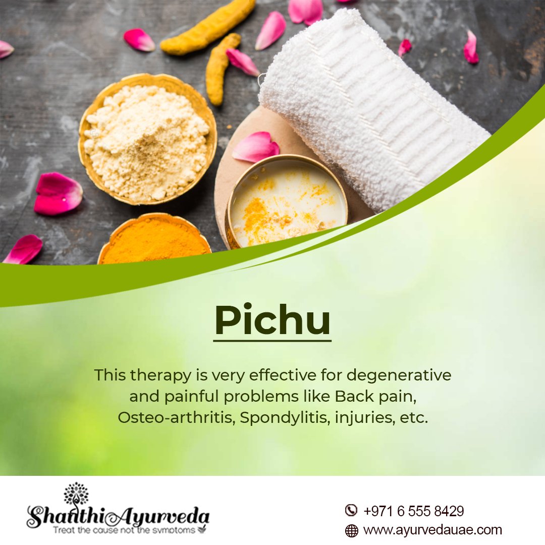 Shanthi Ayurveda Wellness Centre | Pichu
This therapy is very effective for degenerative and painful problems like Back pain, Osteo-arthritis, Spondylitis,injuries etc

ayurvedauae.com +971 6 555 8429

#ShanthiAyurveda #Pichu #PichuAyurvedicTreatment #Spondylitistreatment