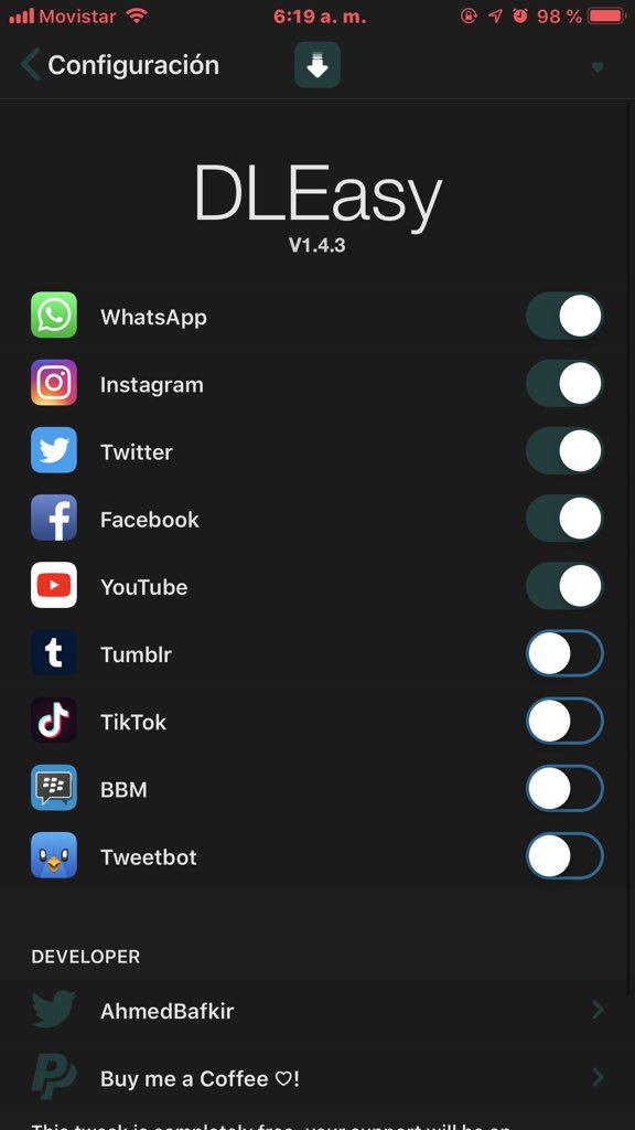 yosy1692's tweet image. Yo uso #DLEasy para descargar videos y fotos y se configura para utilizar en la App que gustes 🙌🏾