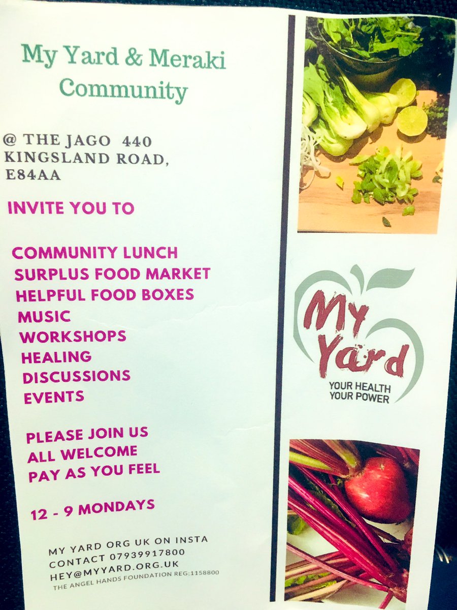 #communitylunch #foodsurplusmarket @thejagodalston (old Passing Clouds Venue). 
#music
#healingtherapies
Monday’s 12-9pm