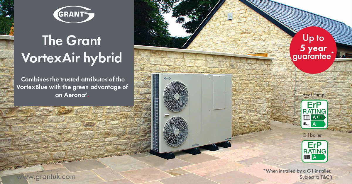 myGrantUK's tweet photo. For #OffGasheating area's choosing a renewable product is not always simple. Enter the #VortexAir. A hybrid heating system combining the green advantage of an Aerona #ASHP with the #trusted attributes of the #VortexBlue Oil boiler. https://t.co/TftRGdvLK8 https://t.co/Bog1DcRtvO