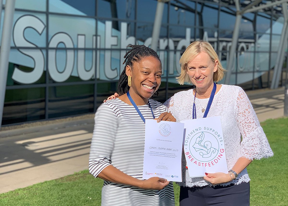 ABSSouthend's tweet photo. Interest in #Southend Supports Breastfeeding has taken off, with @SouthendAirport the latest to sign up to the scheme! Working together with @SouthendBC, the scheme encourages venues across the borough welcome families who want to breastfeed. Full story: https://t.co/7sFV03nduO https://t.co/wbY1C8vjiq