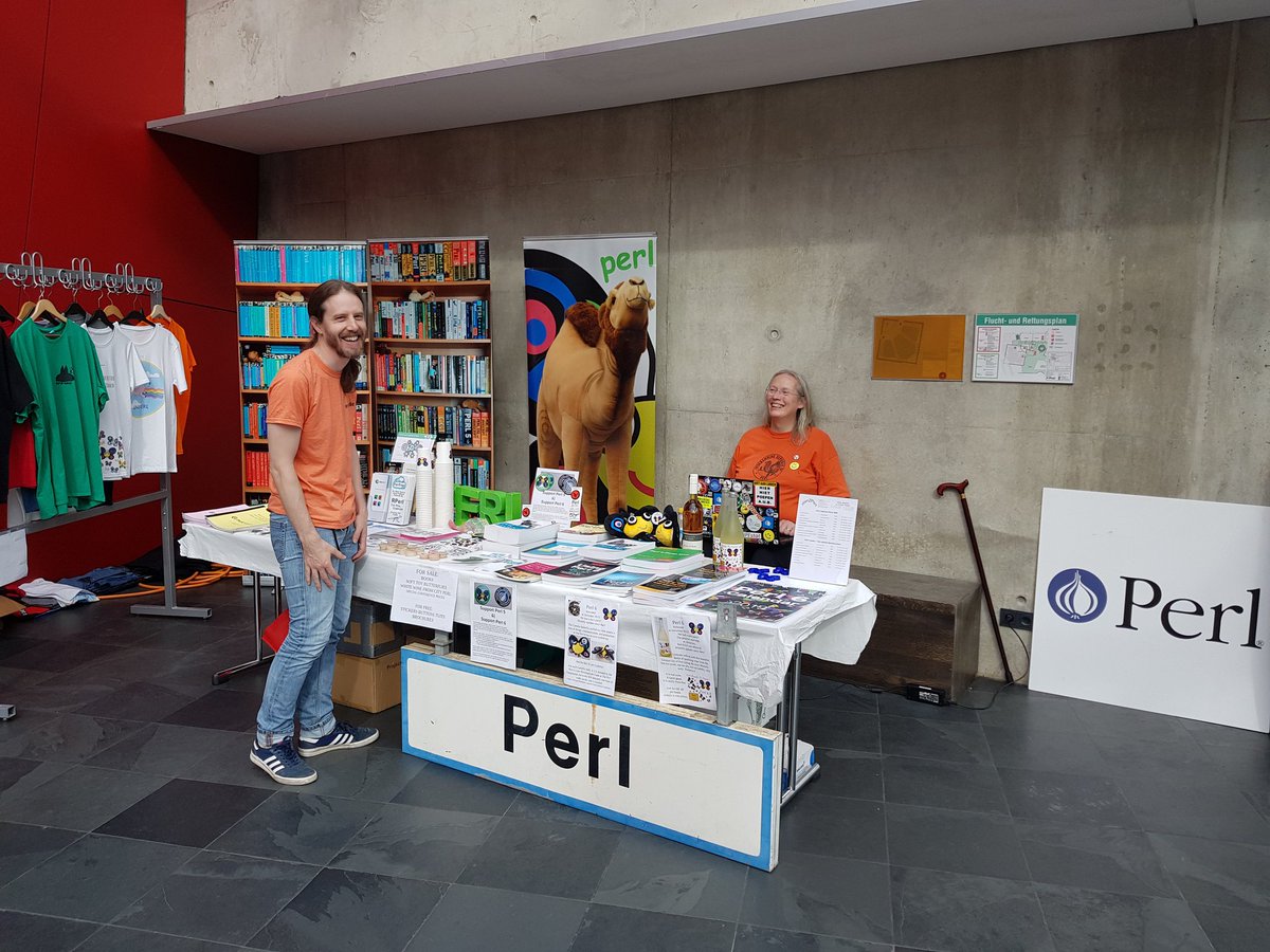 LondonPerl's tweet photo. Absentee #lpw2018 organizer @lee_a_j made it to #gpw2019 to admire all the #Perl free swag and #perl6 books that Wendy is giving away and selling at most Perl events. https://t.co/1J2kEkIrOl