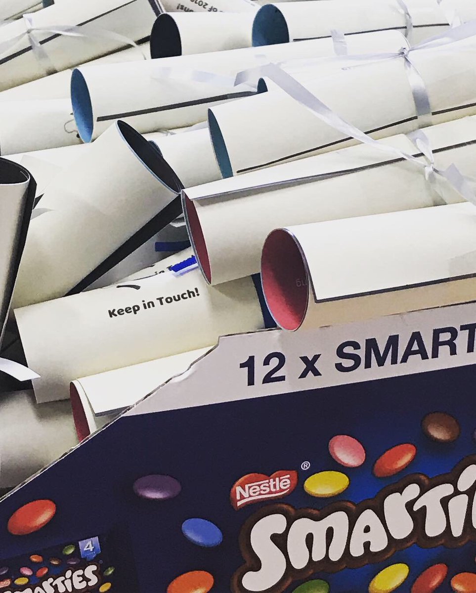 chestercareers's tweet photo. We've certainly been busy making our famous Smartie scrolls for Graduation next week! Don't forget to grab yours if you see us! 🎓 @uochester @grad_outcomes #GraduateOutcomes #GOS #GraduateOutcomesSurvey #Smarties #Graduation https://t.co/hPJU3e2bnJ