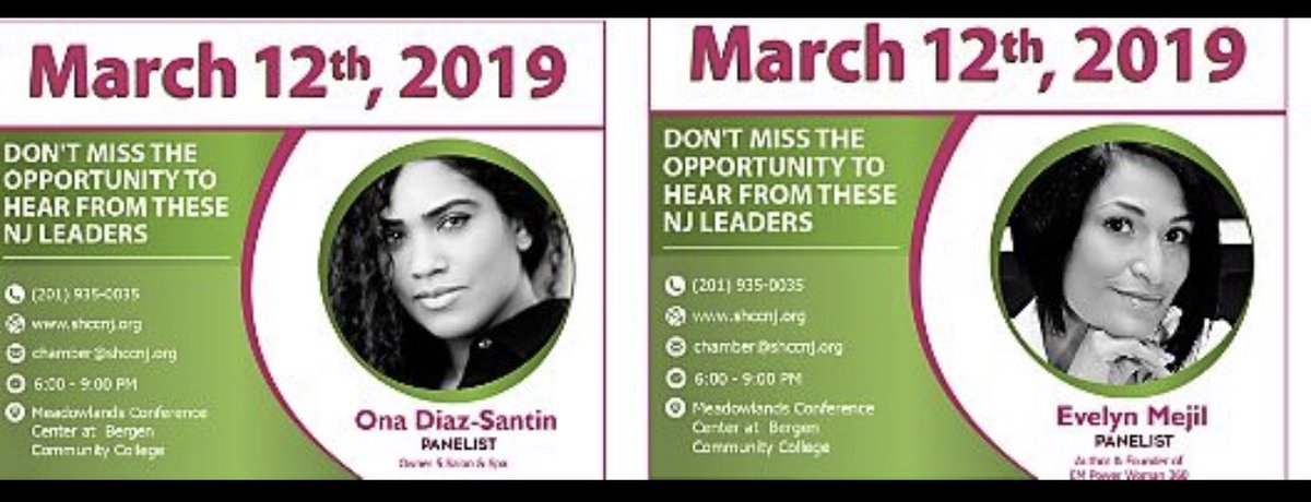 Diversity at its best with these 2 additional panelists at The Art of Being a Modern Latina. @EvelynMejil is the founder of EMPower Woman 360. @thehairsaint known as “The Hair Saint,” is the most versatile Latina hair stylists in NY/NJ. Registerhttps://conta.cc/2INbEOk
#shccnj