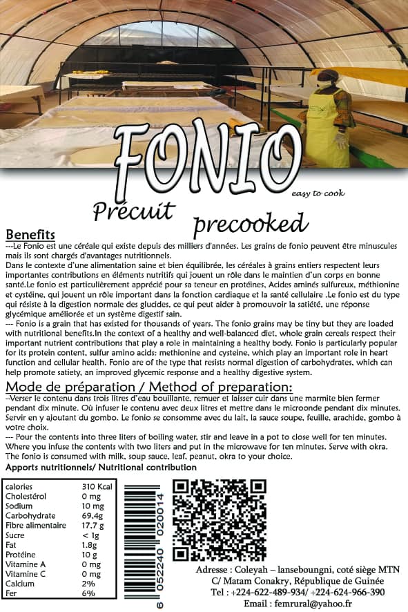 MohamedKagnass1's tweet photo. En plus du #FONY ( Fonio From Guinea), nous travaillons actuellement sur le packaging d'une autre marque de #fonio qui appartient à l'ONG la Guinéenne des terroirs. Notre objectif : promouvoir le label de qualité des produits alimentaires guinéens. @AgricultureGuin #commerceGN https://t.co/4usgKTfPFu