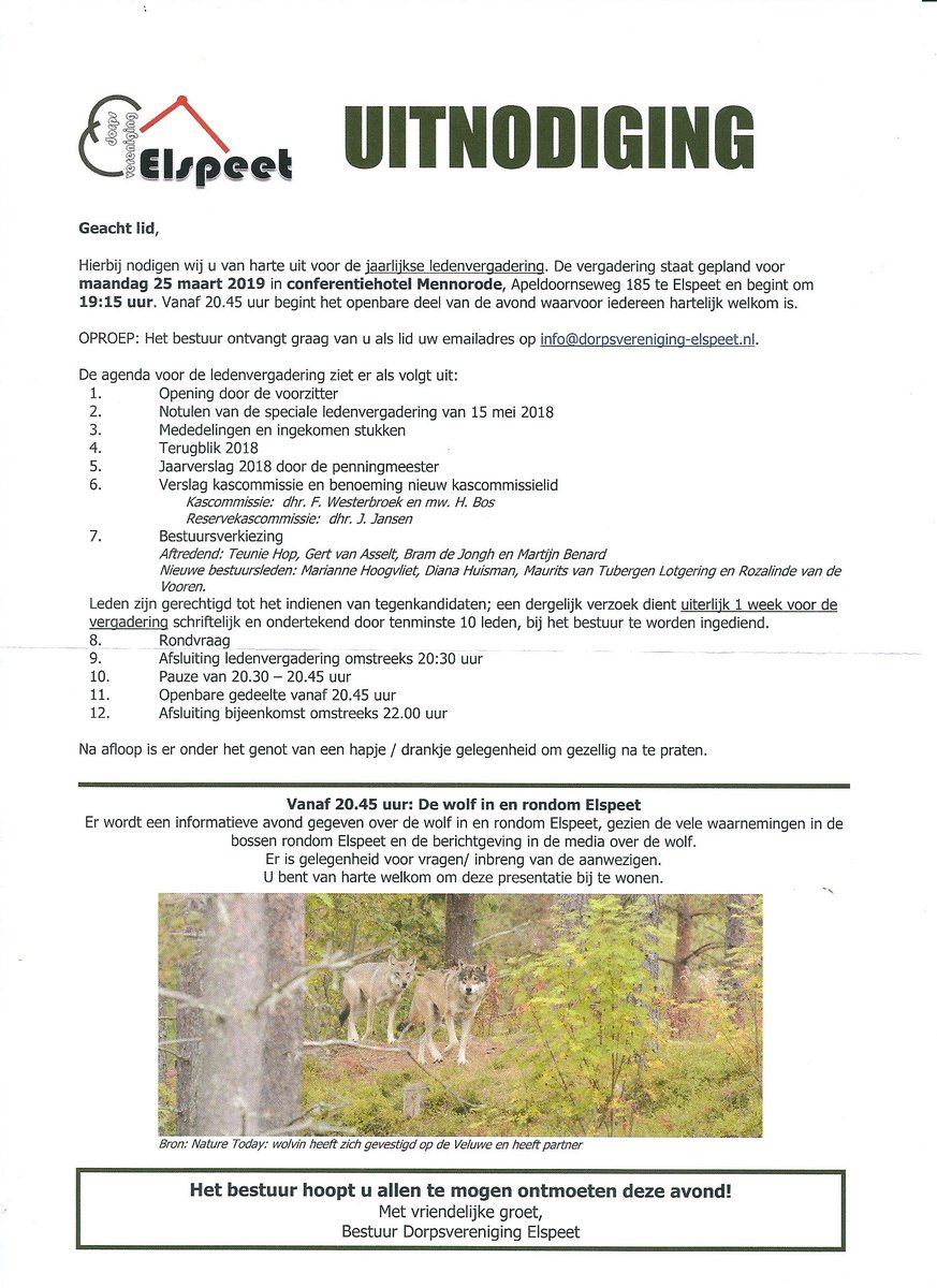 Uitnodiging ALV / Voorjaarsbijeenkomst
Maandag 25 maart houdt de DVE haar algemene ledenvergadering in conferentiehotel Mennorode, Apeldoornseweg 185.
De aanvang is 19.15u.
Van harte welkom!
Meer informatie vindt u in de bijgaande uitnodiging...