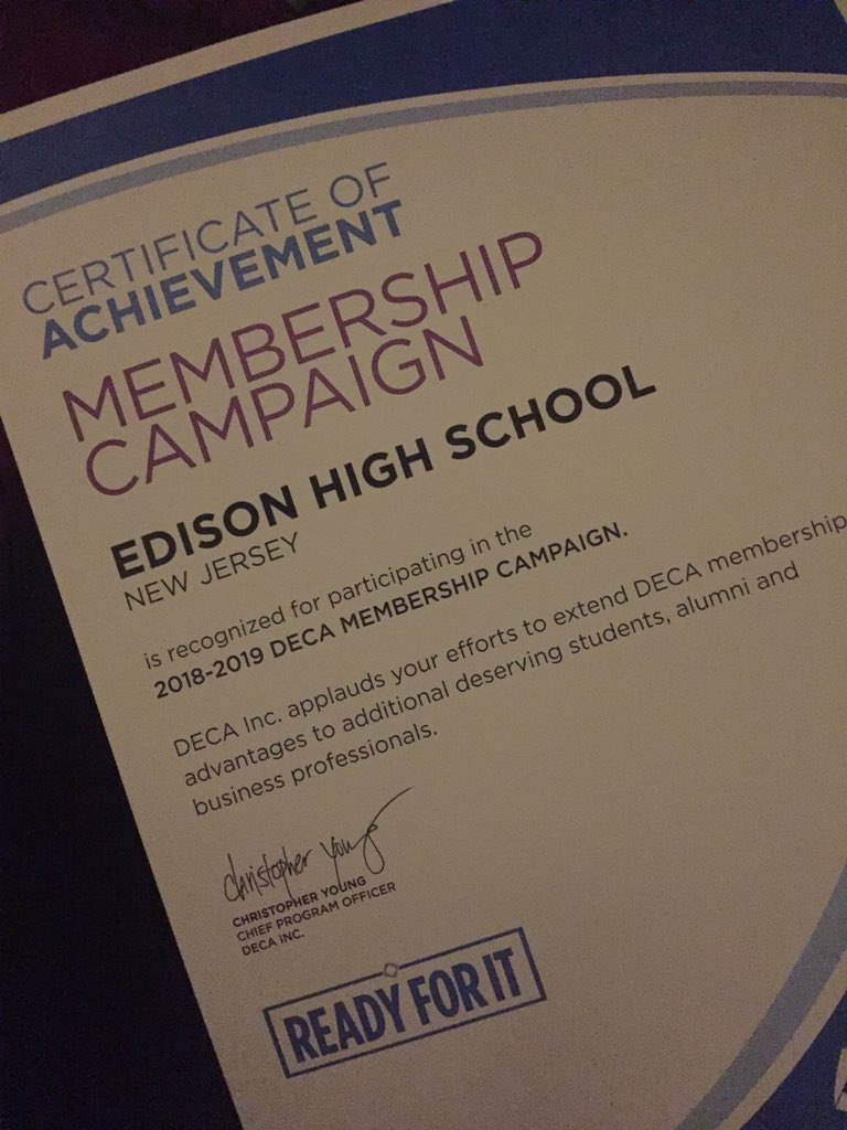 MrsTsBusiness's tweet photo. Congrats @deca_edison for tripling DECA membership this year!   #njdecabold #njdecascdc https://t.co/lKfnwEDNBm