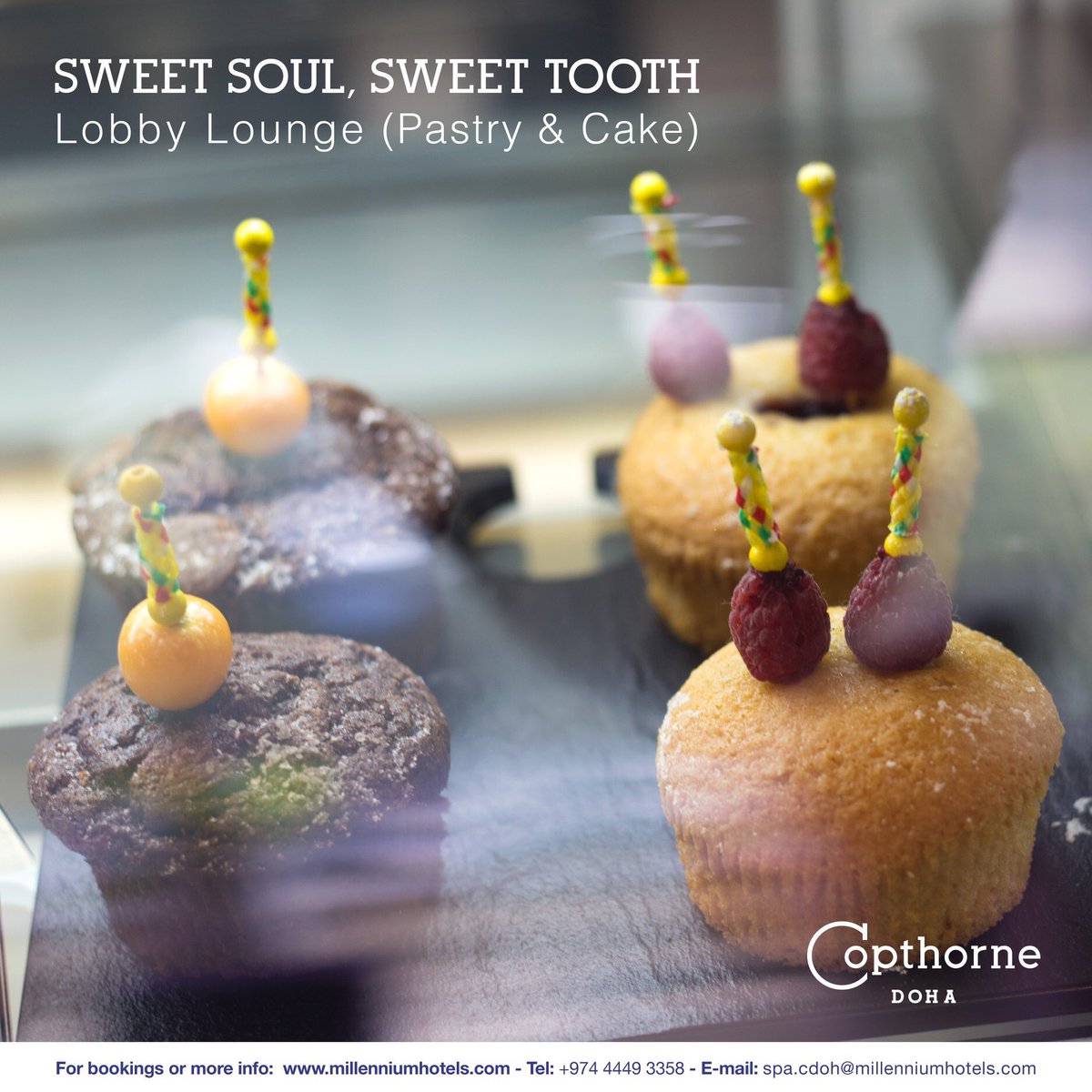CopthorneDoha's tweet photo. You can always start your diet tomorrow, but today will end soon.
Drop in and delight yourself with our scrumptious cakes!
#CopthorneHotels #MillenniumHotels #CopthorneDoha #Qatar #Doha https://t.co/DEhlLdVjKT