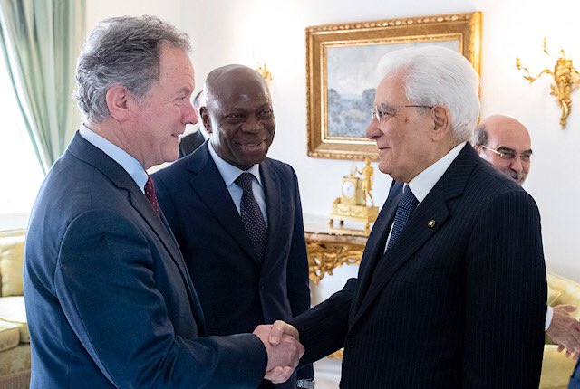 WFPChief's tweet photo. Honored to meet Italy's President #Mattarella yesterday. We appreciate Italy's support for the 3 UN agencies based in Rome. Spoke about food security and migration - addressing root causes is critical. Grazie! https://t.co/A94BZxJIkc