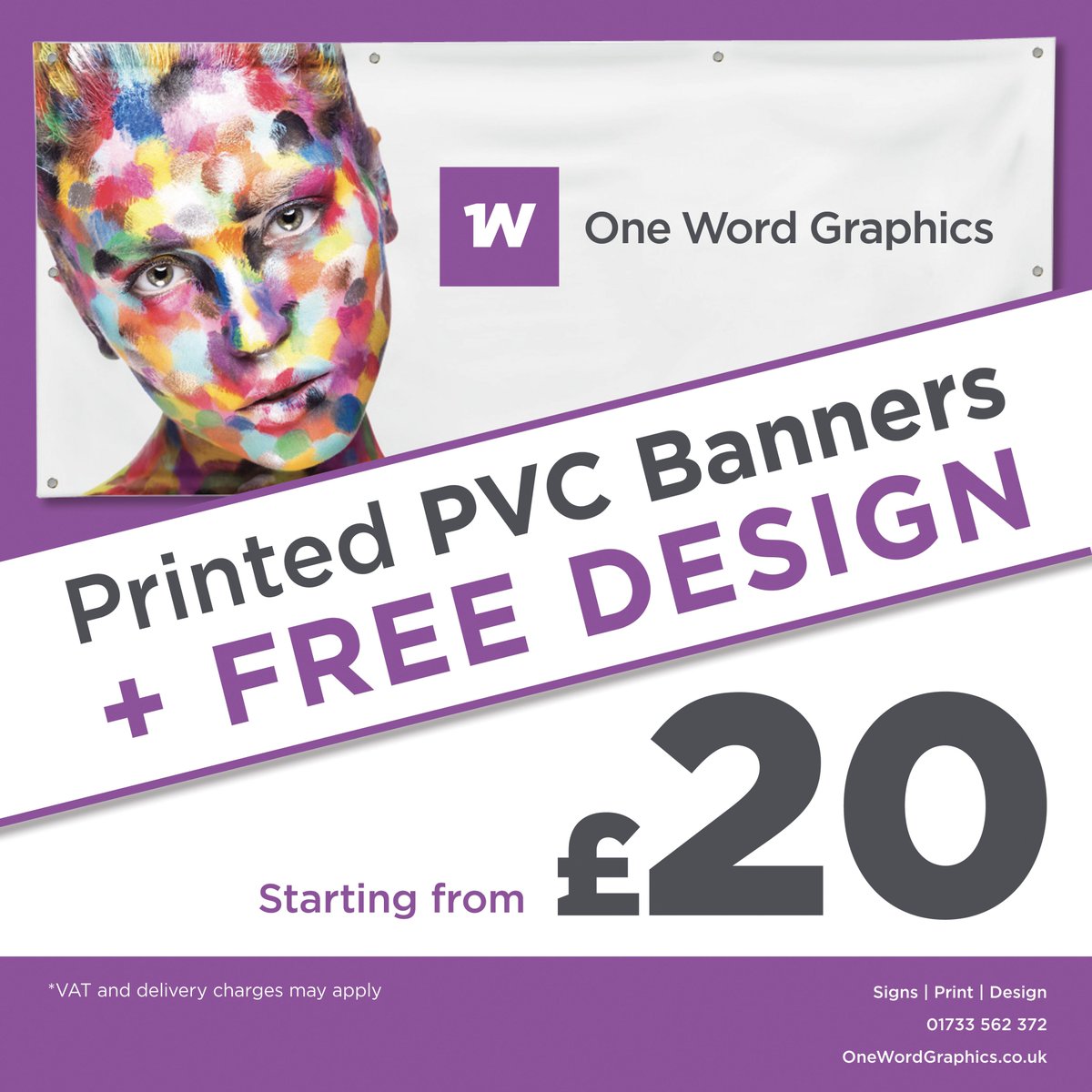 PVC Banner offer! FREE design from our artwork studio. Get in touch at hello@onewordgraphics.co.uk for any enquiries.

#pvcbanner
#banner
#bannerdesign
#offer
#freedesign
#peterbrough
#stamford
#b2b
#b2bmarketing
#advertising
#design
#localbusiness
#localbusinessowners
