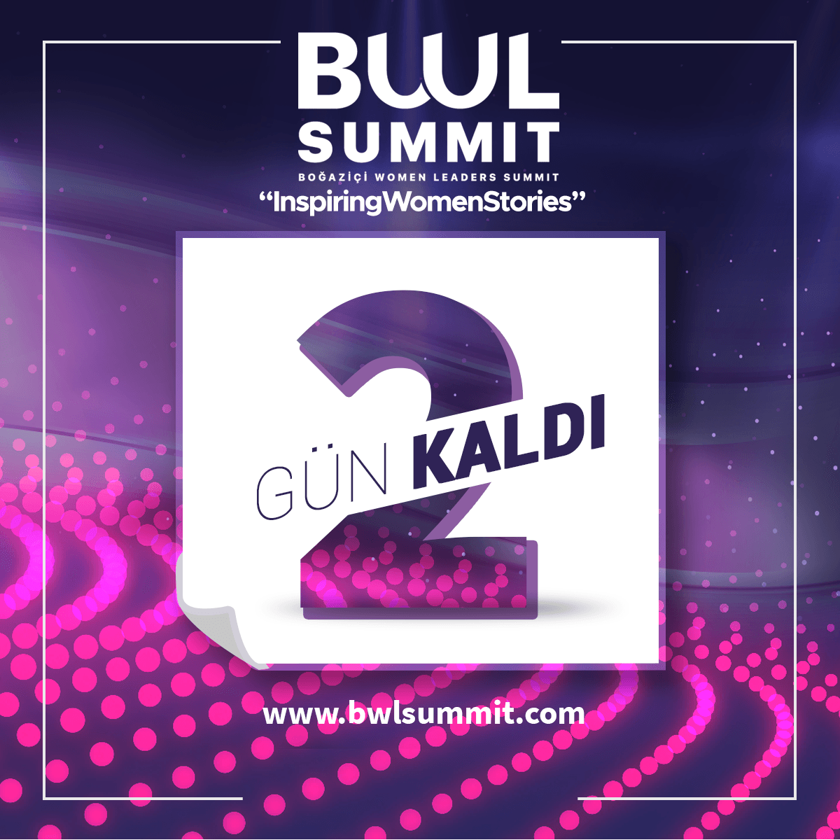 Bu yıl 2.si "İlham Veren Hikayeler" temasıyla gerçekleşecek olan Boğaziçi Women Leaders Summit'e 2 gün kaldı.Program için 2019.bwlsummit.com web sitemizi ziyaret edebilirsiniz. #ilhamverenhikayeler