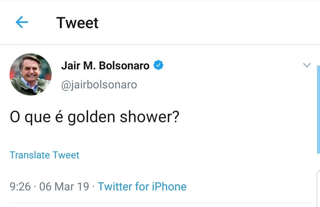 BrazilianReport's tweet image. After publishing an explicit video on Twitter, Brazilian President Jair #Bolsonaro then asked "What is Golden Shower?"