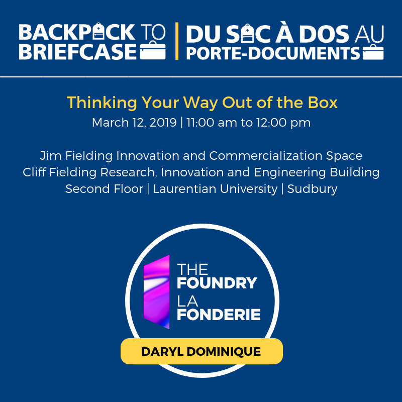 LaurentianAlum's tweet photo. In our new Backpack to Briefcase session, Thinking Your Way Out of the Box, we will explore techniques and opportunities for establishing intentional frames of mind to use in thinking through challenges. Register for the FREE session happening March 12: https://t.co/ejdOiIodSb. https://t.co/g51IgHq4XV