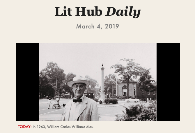 LouiseAronson's tweet photo. On this day in 1963, #doctor #writer William Carlos Williams died. He continued to practice #medicine (including doing house calls) while writing enduring stories and innovative, modernist #poetry. via @lithub #narrativemedicine https://t.co/izlEAmx8Iv
