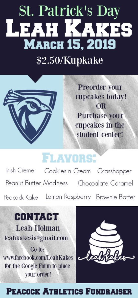 Please join us in supporting Peacock Athletics with our St. Patrick's Day fundraiser.
