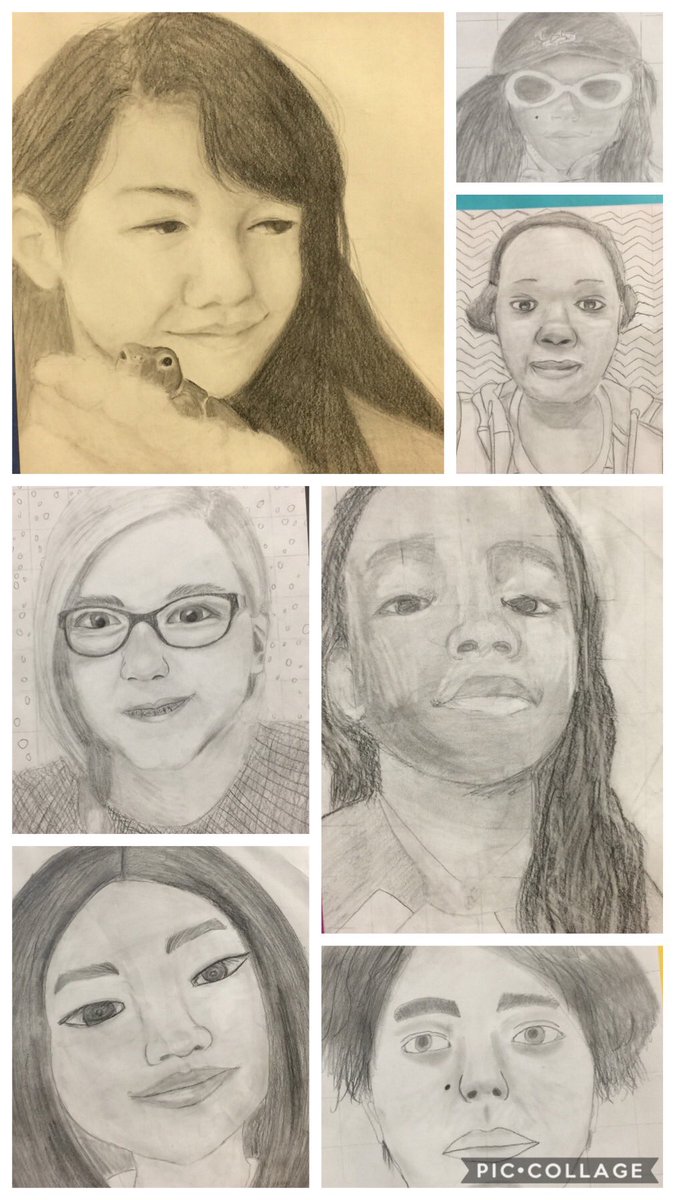 ShakoArt's tweet photo. Draw-Paint-Print grided self-portraits. Worked on value and proportion. These students have made skills! #arted #shakopeeschools @ShakoEast https://t.co/58Zw539HMC