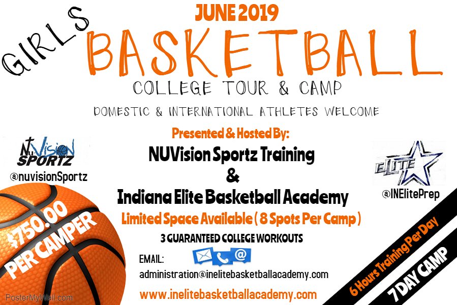 This will be a life changing 7 days for the 8 special females chosen. Scholarships will be earned. (International or Domestic Athletes)
Contact us today for more information <a href="/nuvisionSportz/">Nuvision Sportz</a> <a href="/INElitePrep/">INDIANA ELITE PREP</a>