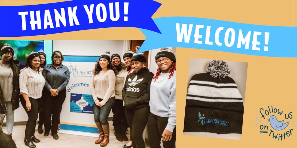 NixieEstrada's tweet photo. WELCOME and THANK YOU to this week's new hires who came to their first day of work with challenging weather conditions. They each got a Life's WORC hat for being a trooper!! Congratulations and Welcome to our Life's WORC family! 
https://t.co/GApbHWmfbi https://t.co/DWZtYQfhdn