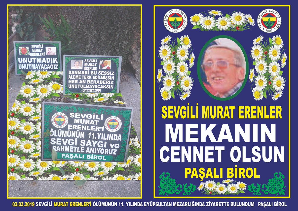 02.03.2019 Arkadaşım dostum sevgili Murat Erenler'i ölümünün 11. yılında eyüpsultan mezarlığında ziyarette bulundum.Sanma ki bu sessiz aleme terk edildin her an beraberiz unutulmayacaksın mekanın cennet olsun
Paşalı Birol