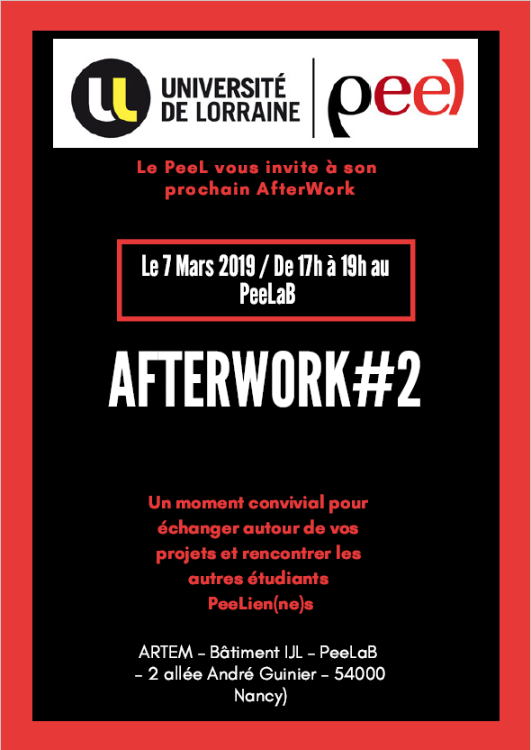 PeelLorraine's tweet photo. #EtudiantsEntrepreneurs, le @peellorraine organise son deuxième AFTERWORK le Jeudi 07 mars de 17h à 19h au #PeeLaB #ARTEM.
Pour vous inscrire : https://t.co/f21IdZaajD
@Univ_Lorraine
#entrepreneuriat #partage #projet https://t.co/u5QdZRnvTq