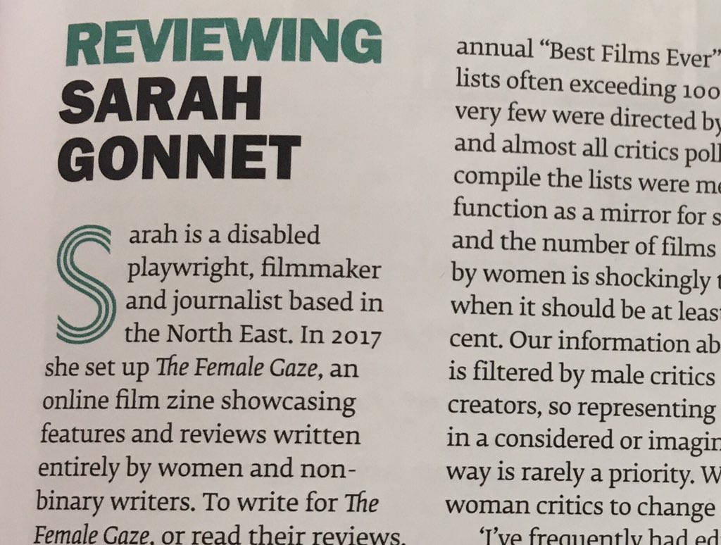 The_FemaleGaze's tweet photo. Sarah (and TFG by extension) was featured in the 20th anniversary issue of @Mslexia in their new ‘Reviewing’ section! Happy birthday Mslexia! #mslexia20 https://t.co/MeBHpLHn3W