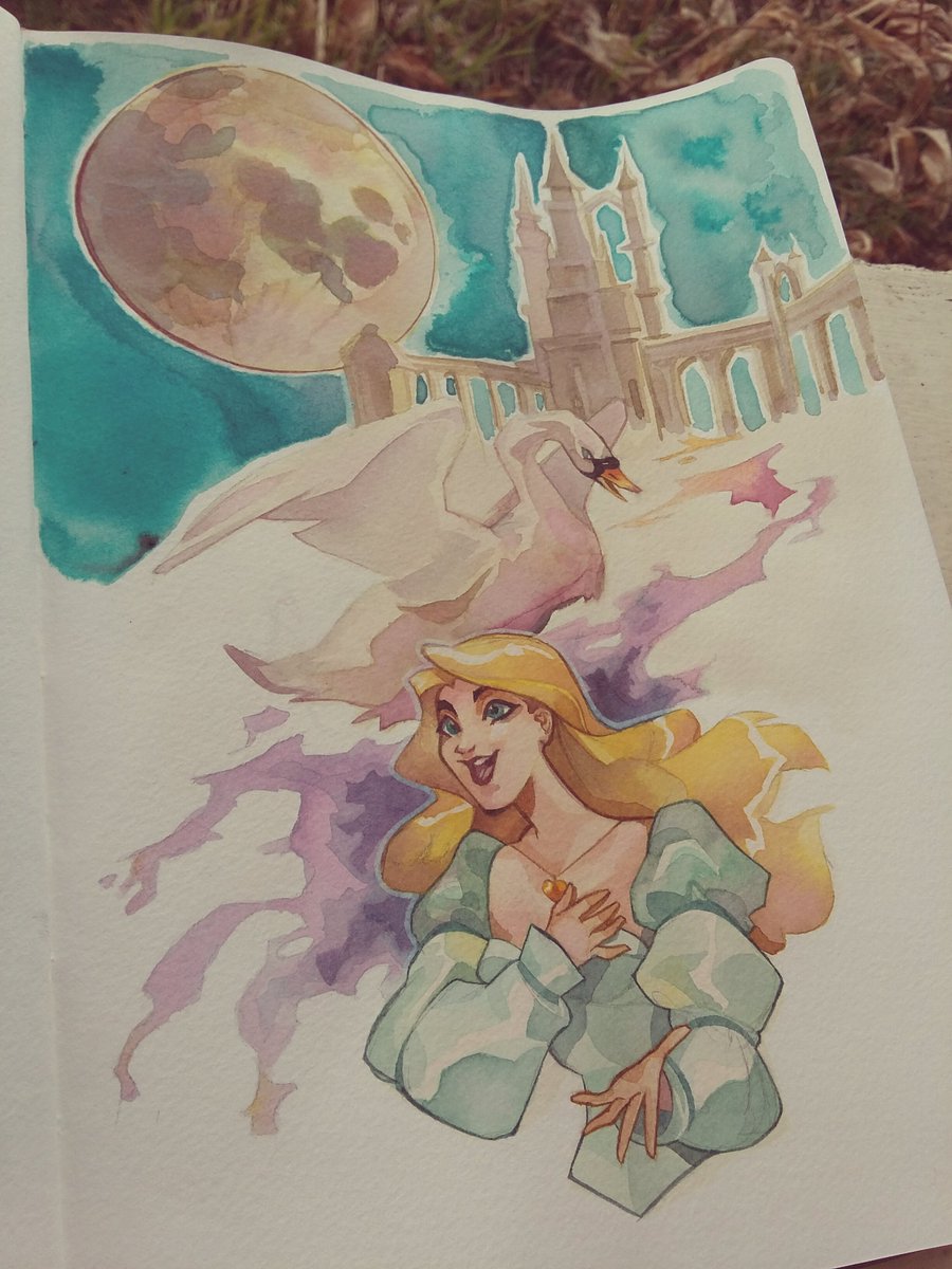 'The Swan Princess' was one of my childhood animation movie. I felt like doing a drawing on it. #theswanprincess #odette #moon #castle #swan