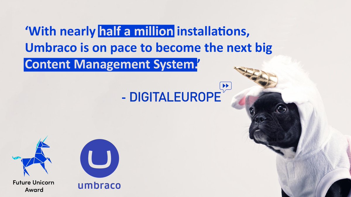 .@Umbraco, the friendly #CMS, has just won the #FutureUnicornAward of @DIGITALEUROPE 🏆 a prize that celebrates #SMEs that have the potential to become the future European #Tech giants 📈🌐

Congrats to them 👏