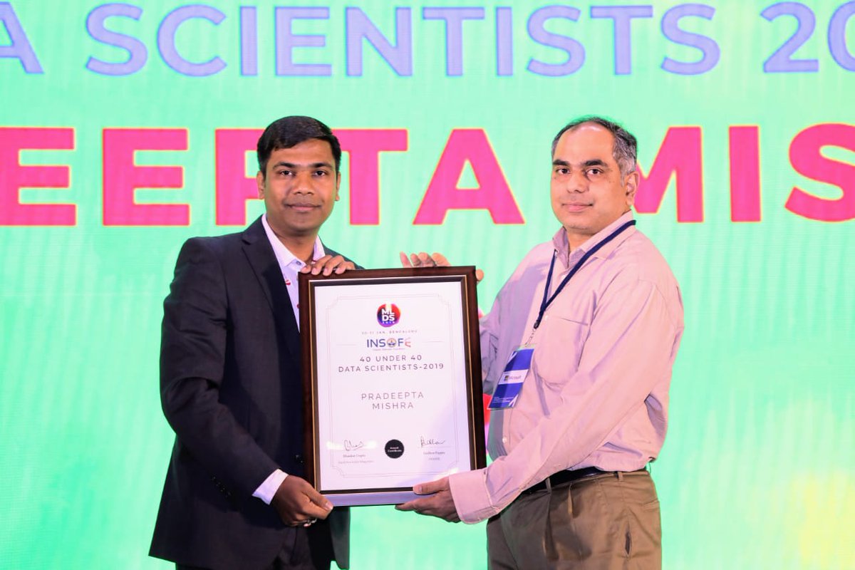 Apress's tweet photo. We are thrilled to announce that Apress author @pradmishra1 has been awarded the "40 Under 40" Award for data scientists at #MLDS2019 by @Analyticsindiam! Congratulations! His book "PyTorch Recipes" is now available from Apress. #pytorch #datascientist
https://t.co/zSQj7DpqMa https://t.co/bmHbIgPr2w