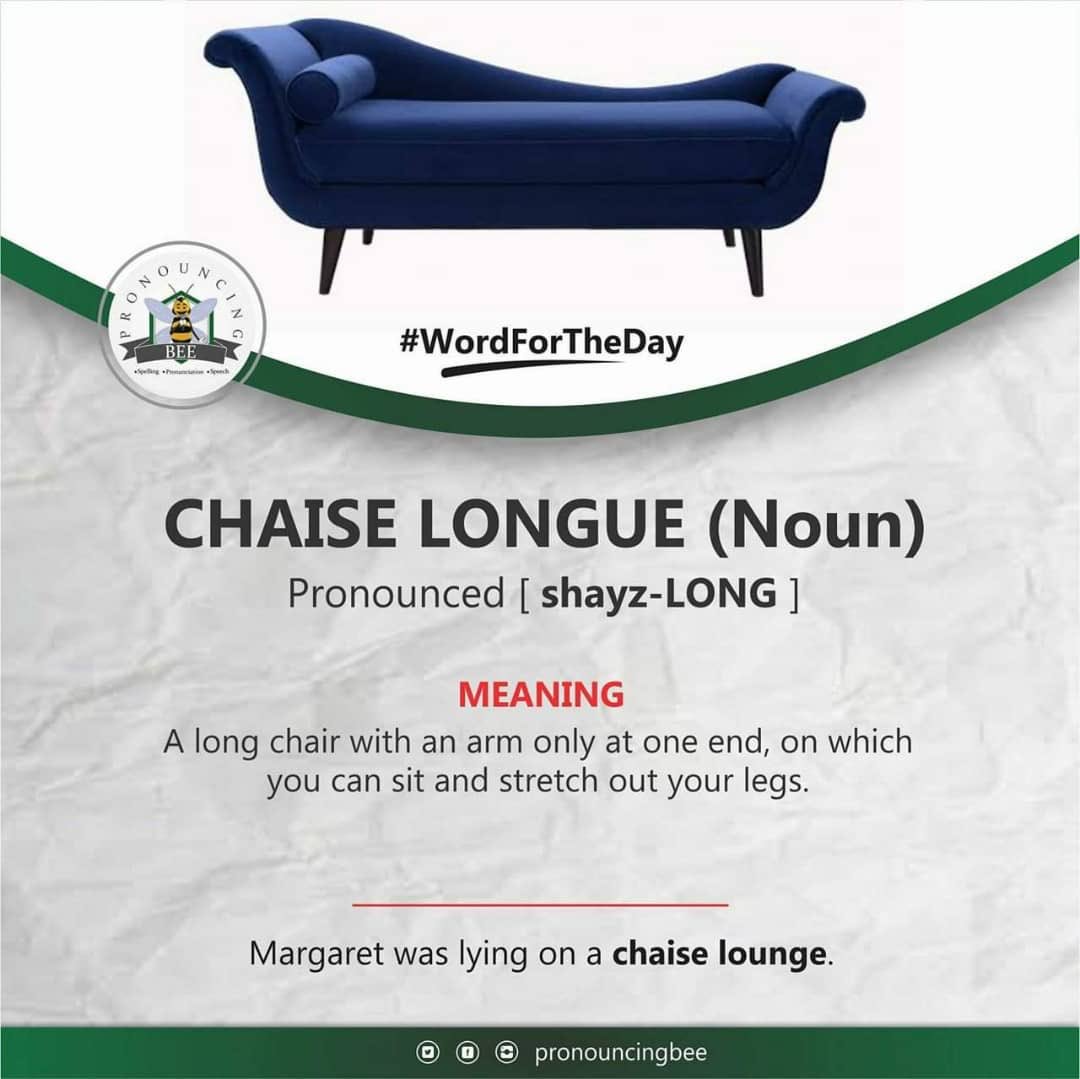 PronouncingBee's tweet image. Word for the day is CHAISE LONGE. Using the meaning, can you make a sentence with Chaise Longe? 😁😁😁
.
#pronouncingbee #pbee #chaiselonge #wordfortheday #childrensbooks #words #teacherspayteachers #lagosmums #lagosschools #lekkilagos #englishwords #longe #younglearners #parents