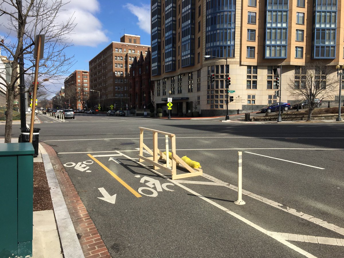 DCDOTRA's tweet photo. Did you spot our new project today? It’s a stand for to lean on while you wait! #BikeDC https://t.co/U3x0rnELH2