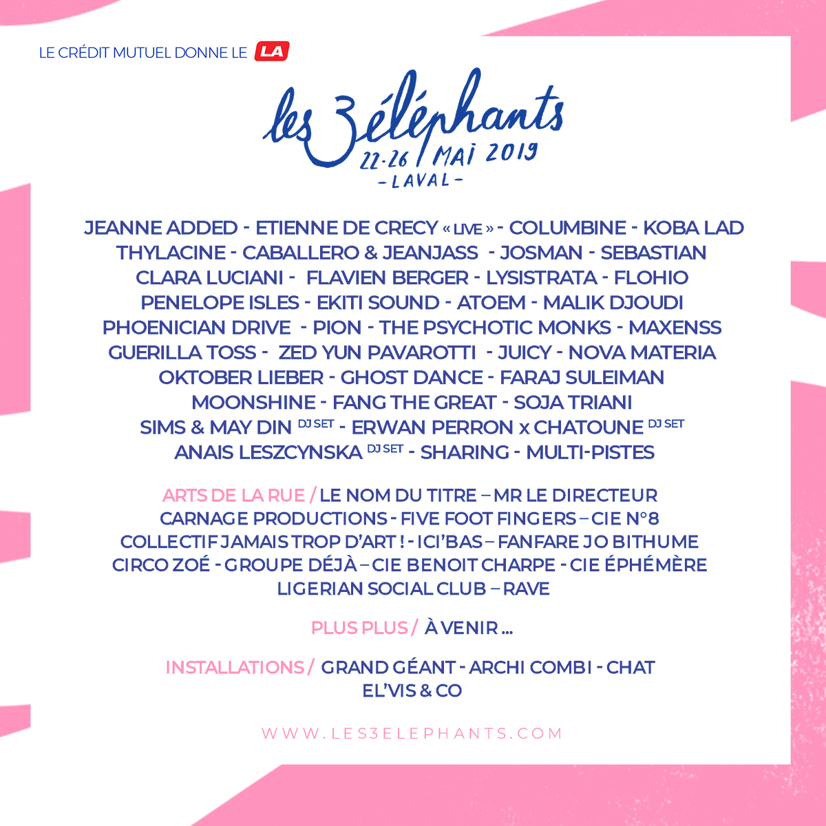 Les3elephants's tweet photo. [ANNONCE FINALE 3LF2019] ✨

Mesdames et Messieurs, à l'affiche du Festival Les 3 éléphants 2019 ...

#3LF2019

Tickets: https://t.co/sD7lc0A79U
+ d'infos: https://t.co/RyhhejTXHL https://t.co/FTrC9A0BIN