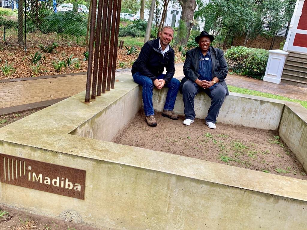 What an honour to have Baba <a href="/ZakesMda/">Zakes Mda</a> in conversation with our #iMadibaProject artist on the third anniversary of the project...in the first project site. Epic!! @matiesstudents <a href="/StellenboschUni/">Stellenbosch University</a> <a href="/NelsonMandela/">NelsonMandela</a> 
#Art #ZakesMda #conversation #NelsonMandela