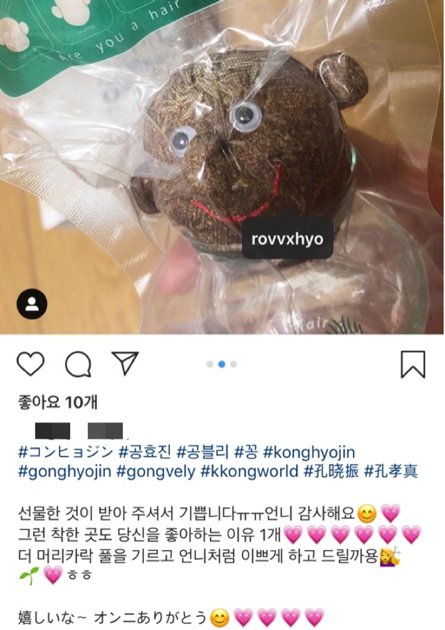 공효진은 일본팬에게 받은 화분의 머리카락을 열심히 길러 직접 인증까지 해주었다.
