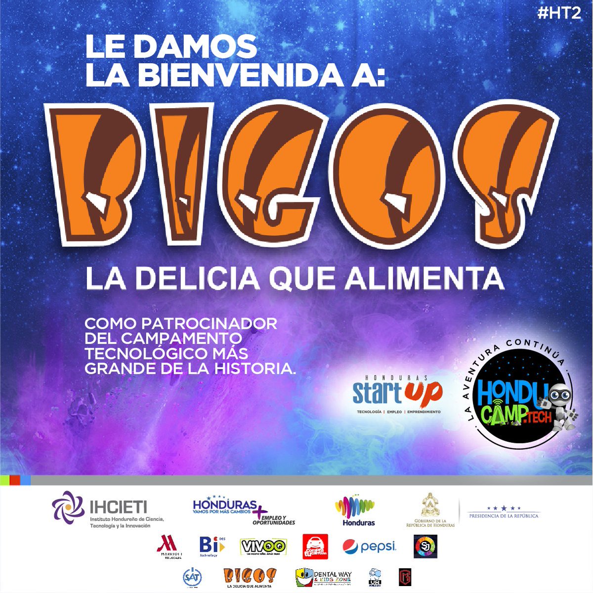 honducamptech's tweet photo. Le damos la bienvenida a @Bigos como patrocinador del Evento Tecnológico más grande en la historia de Honduras.

#Ht2 https://t.co/tkoRQnP10T