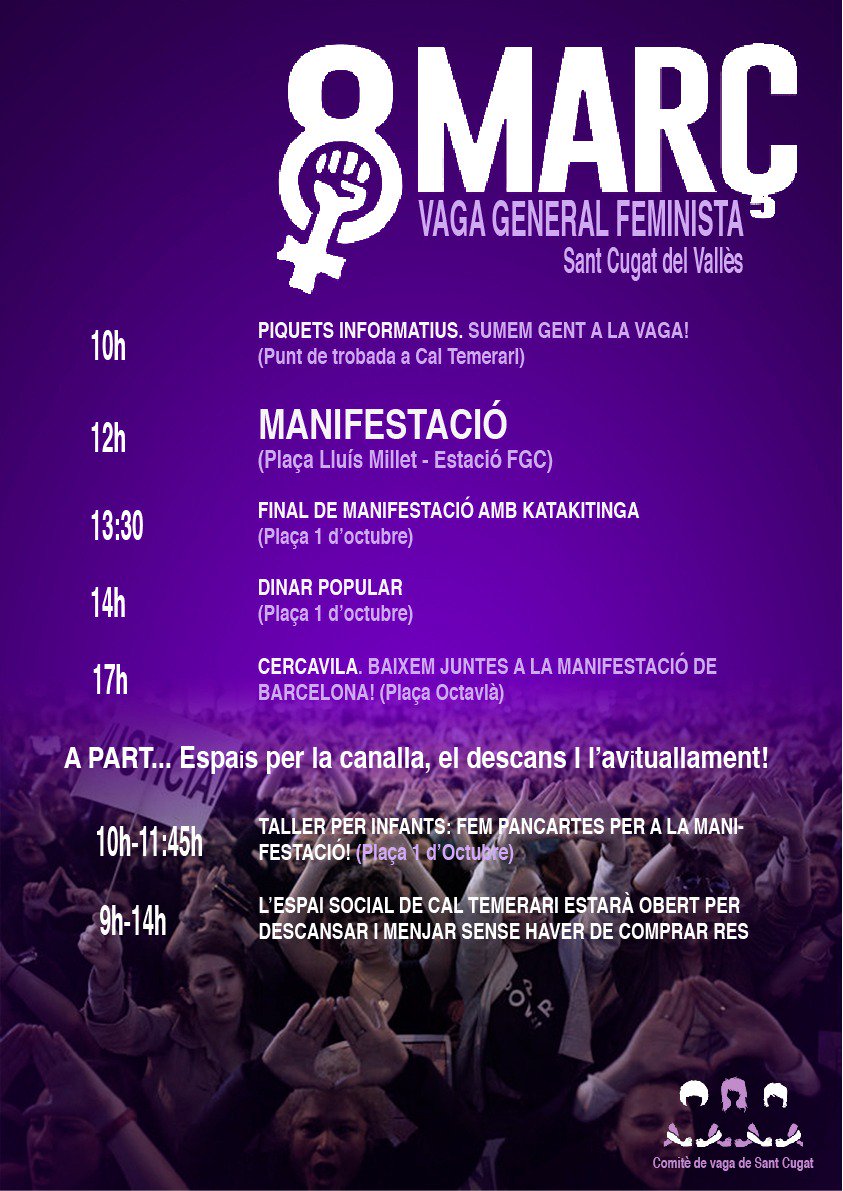 🔴 Aquest divendres aturem-ho tot! A #SantCugat fem la #VagaGeneralFeminista!

Ni explotades ni oprimides, dones lliures i combatives! 🔥🔥

No ho dubtis i suma-t'hi! 
#8MilMotius
#JoPerEllesEllesPerMi