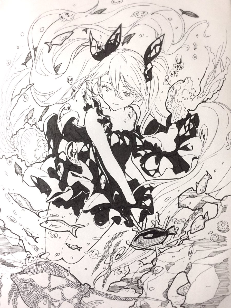 深海少女𓆡𓆜𓇼𓈒(:]ミ描いた! 