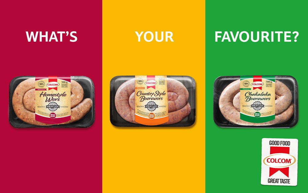 ColcomFoods's tweet photo. FYI – #Colcom makes SIZZLING boerewors, in 3 DIFFERENT but DELICIOUS types
• Homestyle Wors
• Chakalaka Boerewors
• Countrystyle Boerewors
They ALL taste great, use the different colour packs to choose the one you LOVE, from 19-30% OFF the price of each #ColcomPriceCuts https://t.co/cjgMuo7iSN