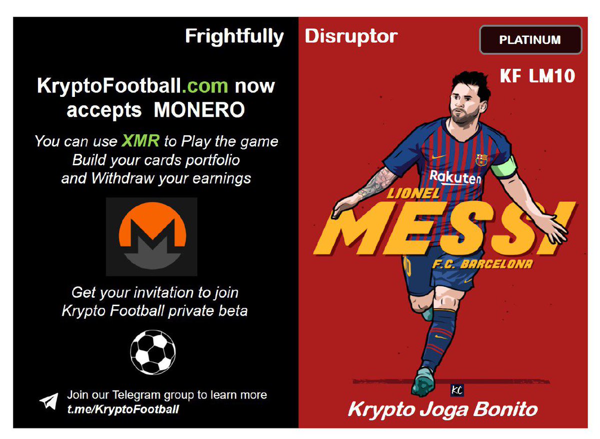 Wowie015's tweet photo. Join us Guys.
Exciting development are coming!!!!
Crypto and Football collides.
@monero @fluffypony 
#Monero
#XMR
#soccer 
#football 
https://t.co/3SnRNVaQKW https://t.co/jlTgpnWGTS