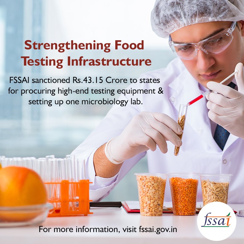 fssaiindia's tweet photo. Strengthening of State Food Laboratories:

FSSAI sanctions a grant of Rs. 43.15 crore for procuring high-end equipment for 12 State Food Testing Labs and setting up Microbiology Lab in one these labs. https://t.co/CfuLlllipM