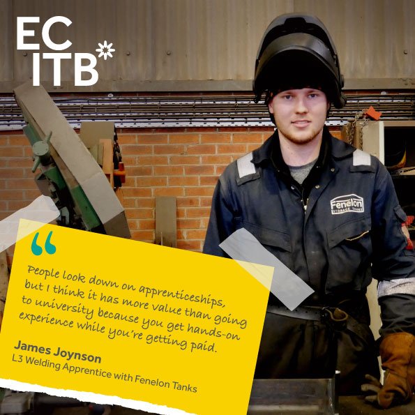 "People look down on apprenticeships, but I think it has more value than going to university because you get hands-on experience while you’re getting paid.” James Joynson, L3 Welding Apprentice #NAW2019 #BlazeATrail #apprenticeships #FireItUp #nationalapprenticeshipweek