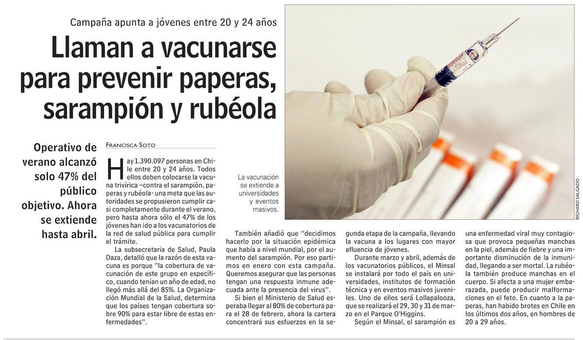 ESantelicesC's tweet photo. Quiero recalcar la importancia de vacunarse. Las vacunas funcionan! Hemos logrado erradicar enfermedades gracias a nuestros programas de vacunación. Mantengamos la maravillosa costumbre de proteger a nuestros hijos y a los que queremos! #ChileLoCuidamosTodos https://t.co/P1GfJOGpjM