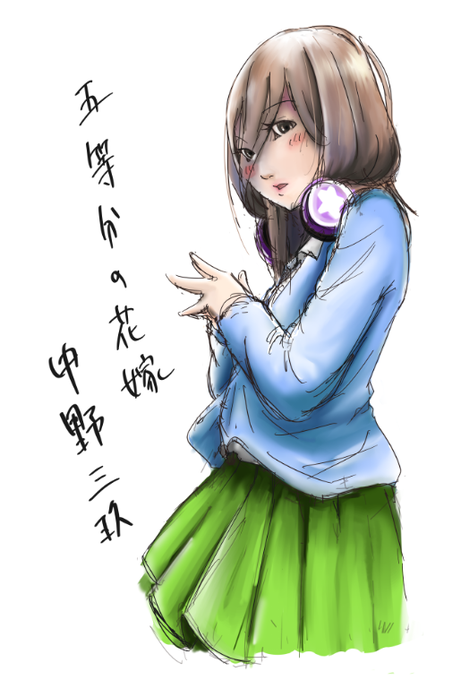 姫_illustrationさんがTwitterに投稿した中野三玖(五等分の花嫁)のイラスト。