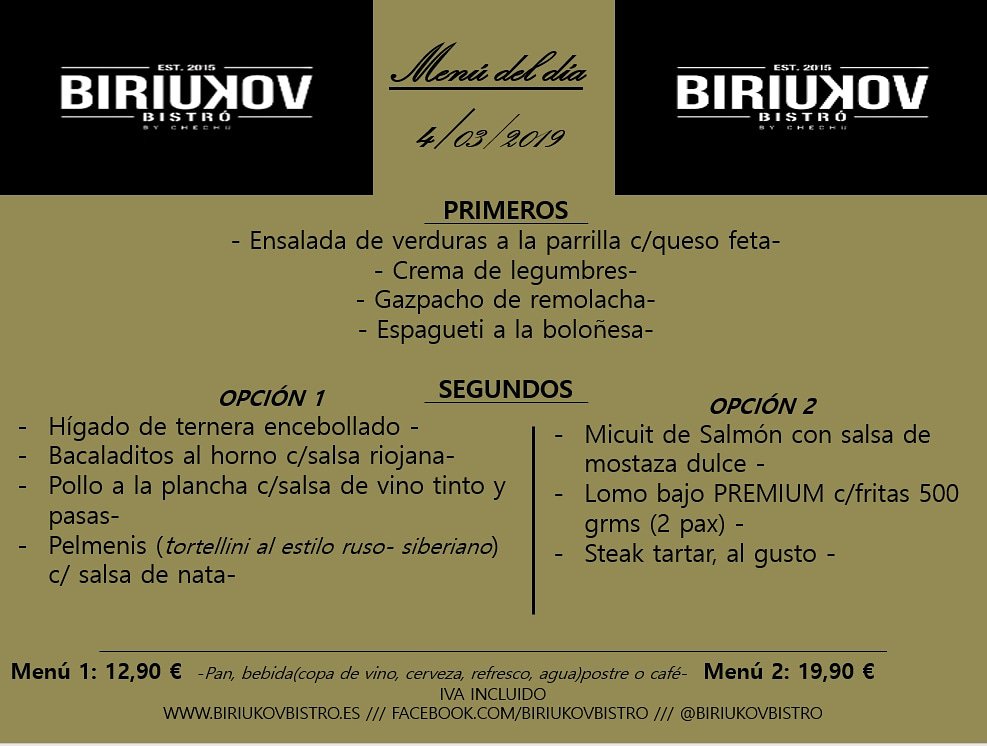 biriukovbistro's tweet photo. Arranca de la mejor manera la #semana con nuestro rico menú. ¡Crema de #legumbres y #gazpacho de remolacha! ¡Saboooor! 😋😋😋💪💪💪🤗🤗🤗
#biriukovbistro #lastablas #menumadrid #menulastablas #ricorico #altacocina #felizlunes #monday https://t.co/reLosL6UT4