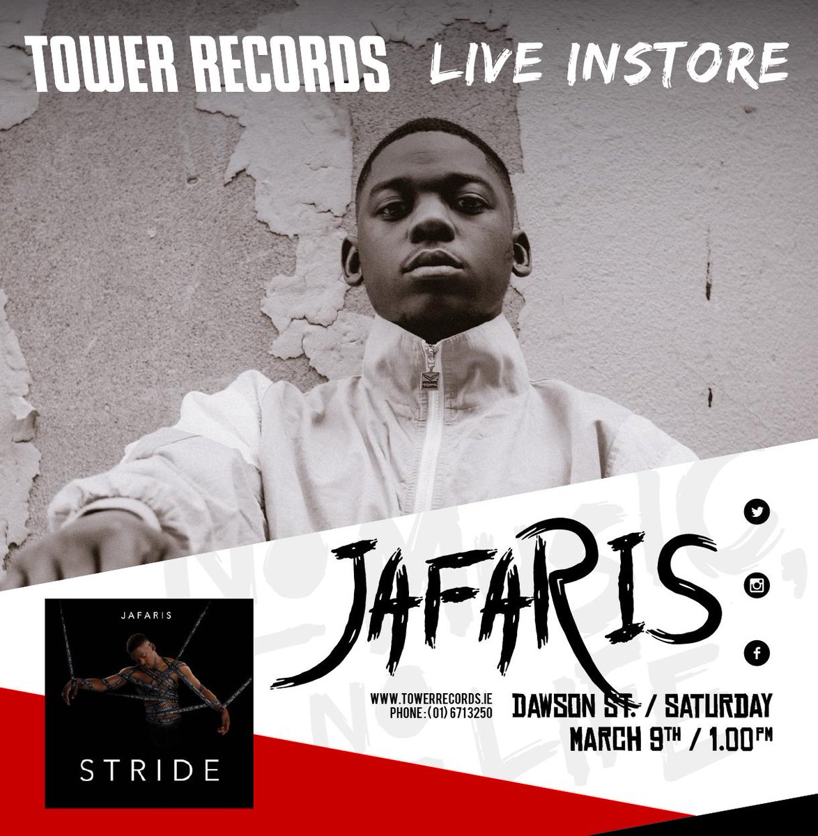 TowerDublin's tweet photo. This Saturday @JafarisMusic launches his much anticipated debut album #stride in our Dawson st store @1pm.
You can pre order online or pick up in store on the day
https://t.co/KdJGB56SKq
#towerlive #towerdublin https://t.co/xsKicNzQFt