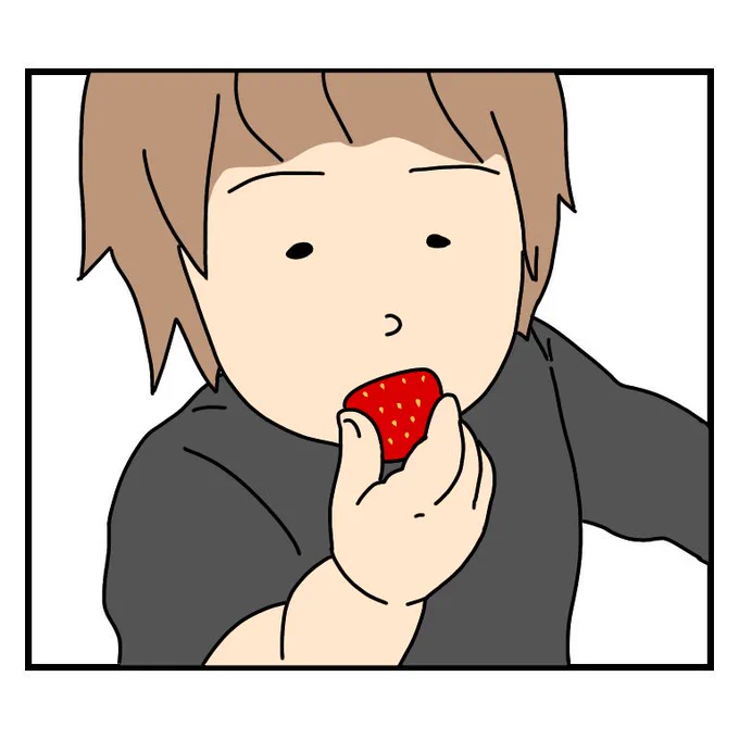 苺は真剣に食う。
#育児絵日記 #1歳 