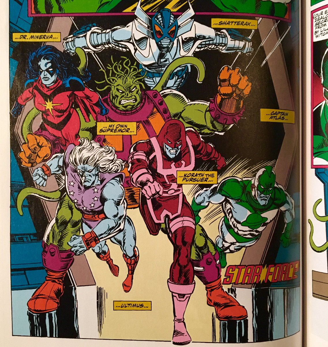 The #Kree #Starforce!
✨
#Avengers #346 (Vol 1, 1992)
✨
#BobHarras #SteveEpting #TomPalmer 
✨
#DrMinerva #Shatterax #Supremor #KorathThePursuer #CaptainAtlas #Ultimus #OperationGalacticStorm #ShiAr
✨
#MarvelCosmic