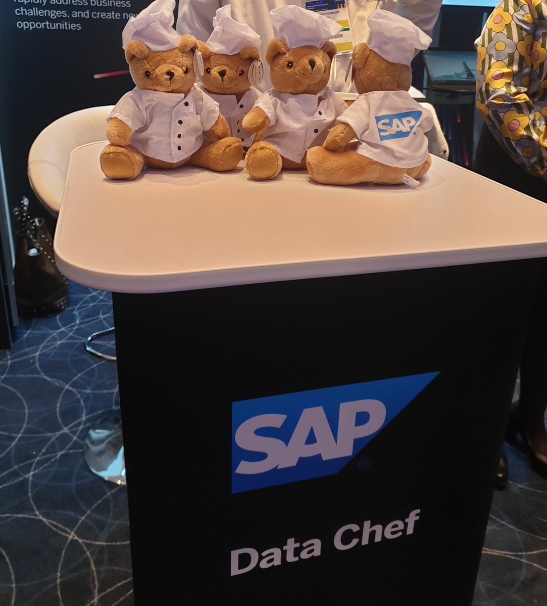 CurtyCanViz's tweet photo. Had to stop by the @SAP stand at @Gartner_Events #GartnerDA with their #datachefs bears. Sharing the #datalove with themed programmes. https://t.co/8dj4Cpcdg7